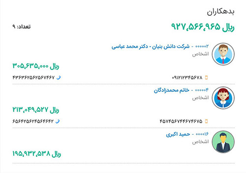 ثبت بدهکاران و بستانکاران در حسابدرای